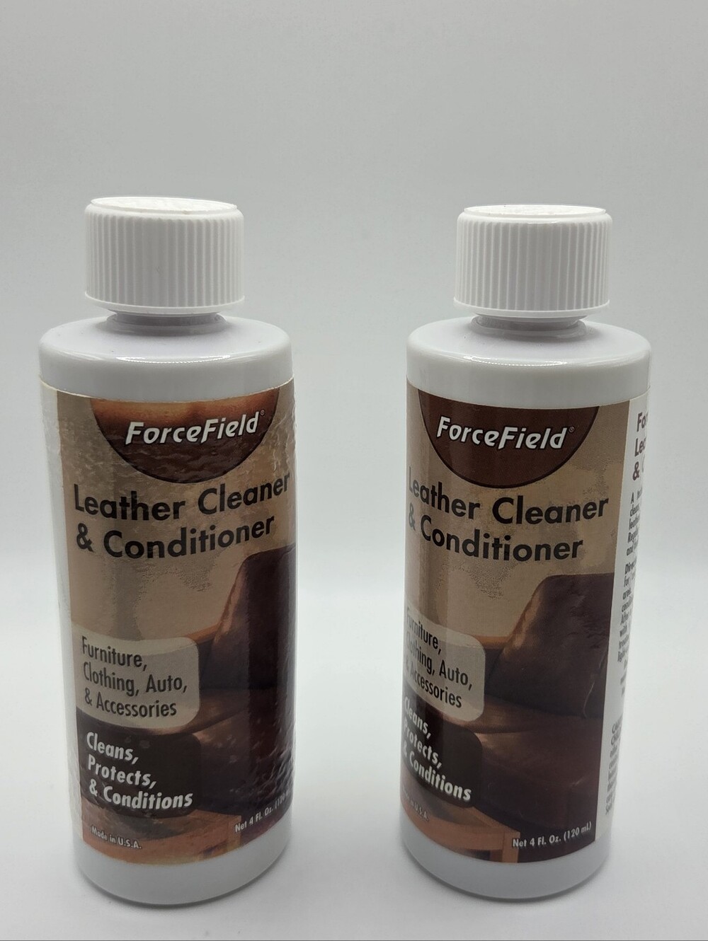 ForceField Leather Cleaner & Conditioner 4oz Bottles New Sealed 2 Pack